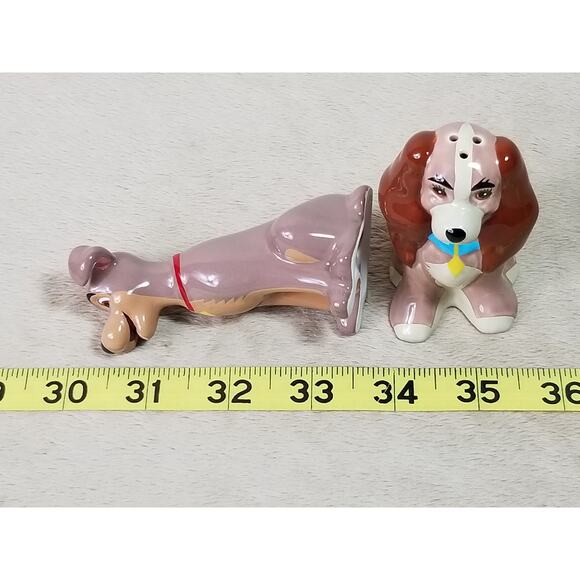 Disney Lady & The Tramp Salt & Pepper Shaker Set Ceramic Vintage Great Condition - Picture 13 of 13